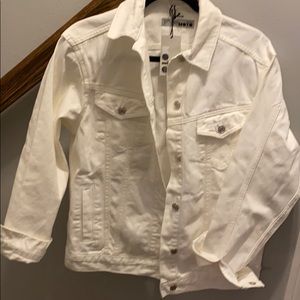 TOPSHOP oversized white jean jacket NWT